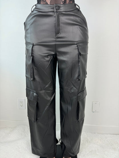 Unmatched Faux Leather Cargo Pant