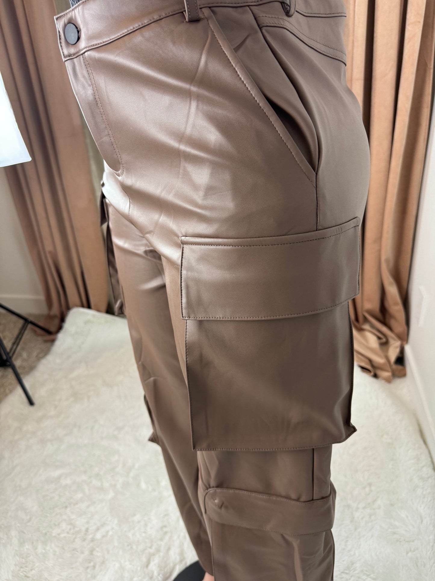 Unmatched Faux Leather Cargo Pant