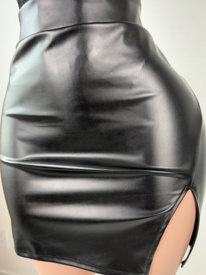 Act Up Faux Leather Mini Skirt